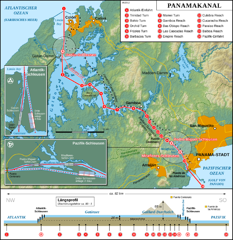 Karte des Panamakanals