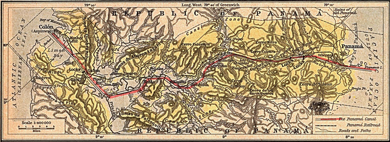 Historische Karte des Panamakanals