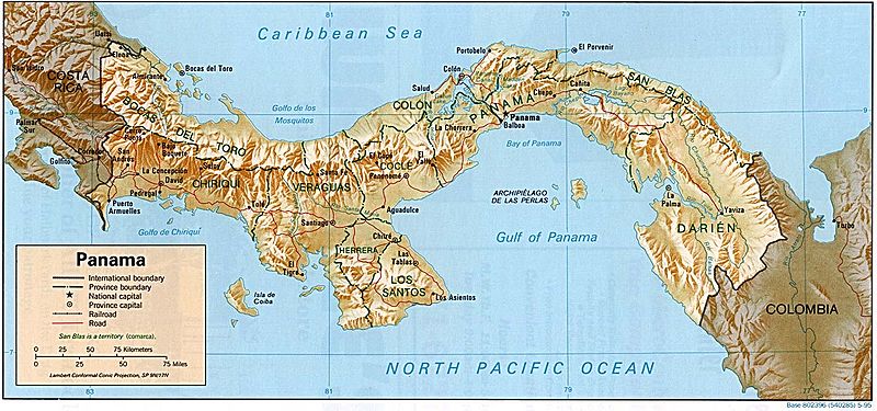 Reliefkarte von Panama