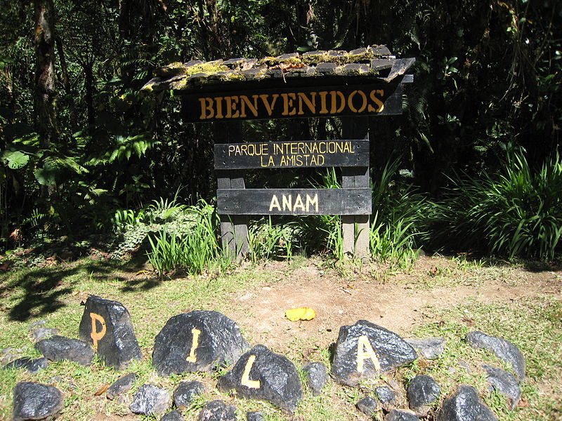 Nationalpark La Amistad, Eingangsschild
